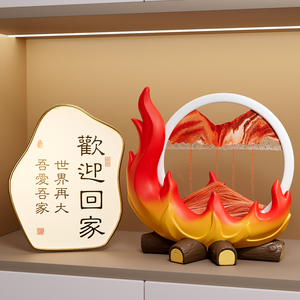 Ornement créatif en sable peint, motif flamme de bois de chauffage, pour décoration de salon, cadeau de pendaison de crémaillère - Product Image 3