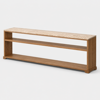 Table console basse de luxe à structure stable avec pieds courbés, base en bois massif et plateau en marbre, pour l'approvisionnement des villas et des gîtes