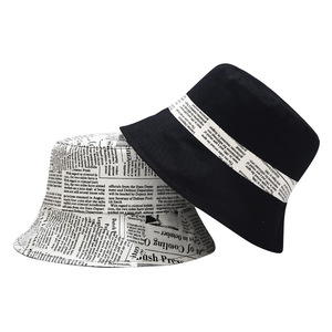 Nouveauté : Chapeau Bob Réversible Unisexe 2-<span class=keywords><strong>en</strong></span>-1 Noir et à Motif Journal, Style Vintage Décontracté, Protection Solaire - Product Image 5