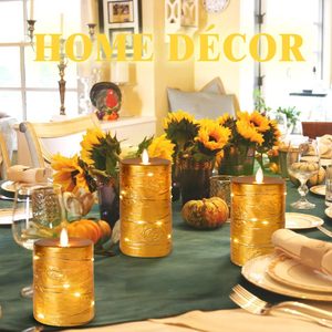 Velas LED Doradas con Luces de Hadas Integradas, Control Remoto, Acabado Simulado de Cera, Funcionan con Pilas, sin Llama, Decoración para el Hogar - Product Image 3