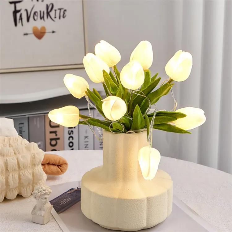 Tulips Artificial Flowers LED Night Light Interior Decoration Bouquet Simulation Tulip Table Lamp Bedside Atmosphere lights