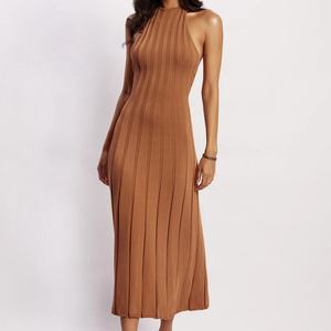 Vestidos Midi de Mujer de Alta Calidad, Diseño Personalizado OEM, Nueva Colección, Color Sólido, Sin Mangas, Casuales, Tejidos, Sensuales y Elegantes - Product Image 1