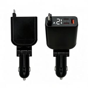 Cargador de Coche Retráctil 5 en 1 con Cables para iPhone y Android, Mini Cargador Inteligente para Coche - Product Image 1