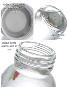 Logo personnalisé 750ml bouchon rond en verre de sodium-calcium transparent pour bouteille d'eau de sport avec couvercle à brosse et manchon pour jus - Product Image 2