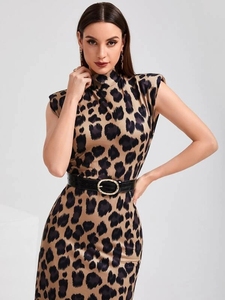 Envío Directo <span class=keywords><strong>vestido</strong></span> de verano estampado de leopardo hombrera Split otro Sexy Bodycon <span class=keywords><strong>vestido</strong></span> de mujer - Product Image 3