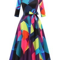Robe de soirée 2024 vintage à manches sept-quarts pour dames Robe de soirée sexy pour église formelle Plage Robe d'invité de mariage digne
