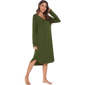 Chemise de nuit personnalisée en viscose de bambou pour femme, manches longues, douce, rafraîchissante, pyjama, vêtements de nuit, tailles S à 4X - Product Image 3