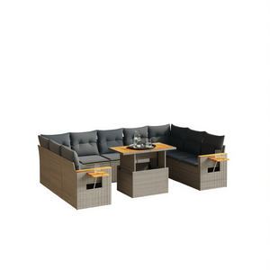 Ensemble de canapés de jardin en rotin gris 6 places, mobilier d'extérieur résistant aux intempéries, design contemporain - Product Image 1