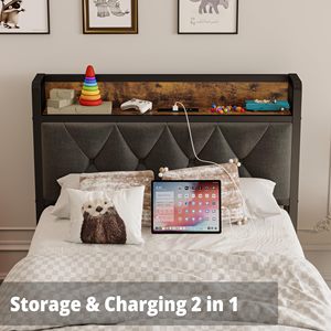 Ajunion mạnh mẽ và phong cách Twin giường kim loại khung lưu trữ bằng gỗ headboard nền tảng giường khung kim loại giường - Product Image 6