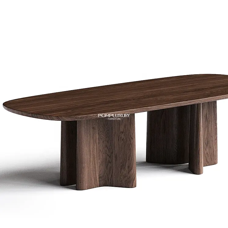 Set di sedie da tavolo in legno moderno ristorante nordico in legno 8 posti Dine gambe in noce di quercia tavoli da pranzo di lusso neri