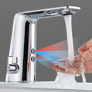 Robinet de lavabo mitigeur chaud/froid avec bonde escamotable et capteur intelligent pour salle de bain - Product Image 2