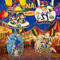 Maßgefertigte 3D-Stereo-Karnevalsmedaille, vergoldet, emailliert, hohl, Clown-Karussell-Bier-Band-Festival, geprägte Cartoon-Figur