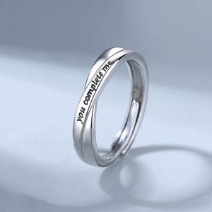 Wholesale Simple <b>Silver</b> Couple <b>Rings</b> 'You Complete Me' Letter Printed Cross for Weddings <b>Men</b> and Women Lovers' Party <b>Ring</b> - Product Image 3