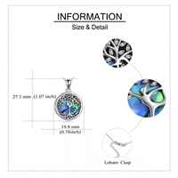 Haute qualité 925 argent Sterling ormeau coquille arbre de vie Photo photos médaillon pendentif collier