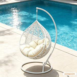 Fauteuil suspendu œuf d'extérieur en métal avec support pour patio et <span class=keywords><strong>jardin</strong></span> - Product Image 3