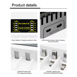 प्यूजिमैक्स स्मार्ट 4 स्लॉट रिचार्जेबल बैटरी चार्जर फास्ट नीमा एए/एए 800 माया बैटरी सेट - Product Image 3