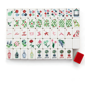 NatuGift - Ensemble de Mahjong Américain Portable Moderne, 160 Tuiles Rouges Exquisément Gravées, Acrylique 4 Couches, Comprend 10 Tuiles <span class=keywords><strong>Joker</strong></span> et 6 Tuiles Blanches - Product Image 6