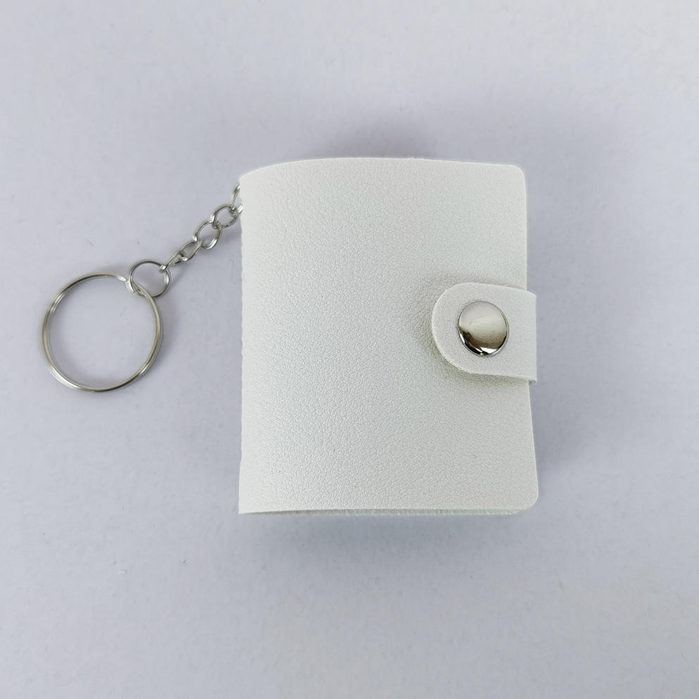 2inch white leather keychain