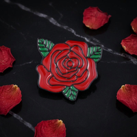 Badge en émail souple en forme de rose en métal noir teinté, de haute qualité, promotionnel, pour la vente en gros, fabriqué par le fabricant