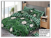 Parure de Lit Jimmy Factory 4 Pièces 3 Places, Drap Plat de Bonne Qualité avec Taies d'Oreiller, Taille King, 100% Coton