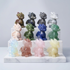 Oferta Especial: Artesanía de Cristal Natural Pulido, Feng Shui, Mezcla de Materiales, Animales Tallados en Cuarzo, Dragón de Ópalo para Decoración - Product Image 2