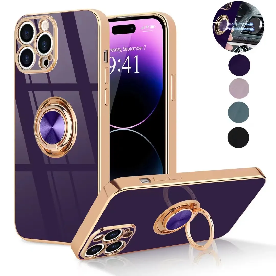 Deep Purple Luxury Plating Phone Case For iPhone 14 13 12 11 Pro Max Electroplated i Phone Case With Camera Protector