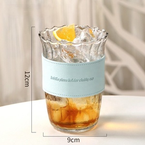 Gobelet à glace en verre borosilicate de qualité alimentaire sans BPA avec manchon en <span class=keywords><strong>bois</strong></span> de noyer 12x9cm Résistant à la chaleur Vaisselle pour café/thé glacé - Product Image 6