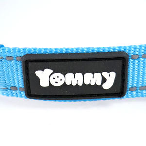 Collier pour animaux de compagnie en tissu nylon durable à double bande réfléchissante, motif uni, 2,5*46-50 cm, visibilité facile pour les promenades nocturnes - Product Image 2