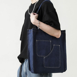Borsa Tote Grande Capacità Vintage Retrò in Denim Blu Lavato Borsa a Tracolla in Tela per <span class=keywords><strong>Uomo</strong></span> e Donna Borse per la Spesa - Product Image 3