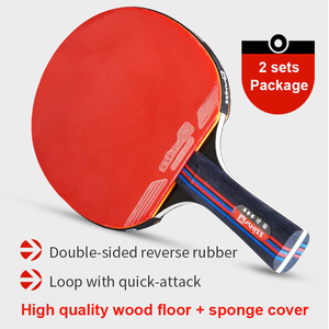 Set di racchette da ping pong a basso costo adatto per principianti 5 strati di legno rosso nero doppio lato <span class=keywords><strong>racchetta</strong></span> da <span class=keywords><strong>tennis</strong></span> - Product Image 3