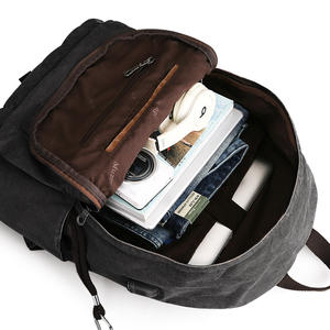 Muzee Sac à dos décontracté en toile pour hommes Sac d'ordinateur pratique et étanche pour les déplacements quotidiens Style simple pour l'extérieur 1718 - Product Image 4