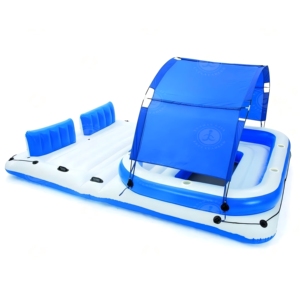 Nuevo diseño OEM verano agua inflable isla flotante muelle inflable flotante ocio plataforma con dosel para el mar - Product Image 5