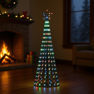 Cono de Luz Navideño Colorido de 70.9 Pulgadas con LED para Decoración Festiva - Product Image 2