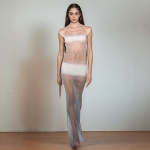 Nhà Sản Xuất OEM Phụ Nữ Mỏng Thanh Lịch Dresses Tùy Chỉnh Sexy Không Tay Sheer Dệt Kim Bìa Up Áo Len Ăn Mặc Phụ Nữ - Product Image 4