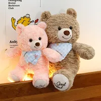 Nouvelle Peluche Ours Mignonne en Forme d'Écharpe pour Couple, Coussin Confortable en Coton PP Lavé, Polyester Ultra Doux, ODM pour Anniversaire