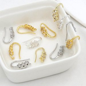 U Shaped Diamond Set Ear <b>Hooks</b> 18k Gold Plated Silver Jewelry Findings DIY <b>Earrings</b> Components For Crafting Accessories - Product Image 2