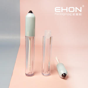 การออกแบบใหม่โปร่งใสรูปร่างที่ไม่ซ้ํากันหลอดลิปกลอสกระสุนดินสอรูปร่างด้านบนขายส่งโลโก้ที่กําหนดเองสีหลอดกลม - Product Image 2