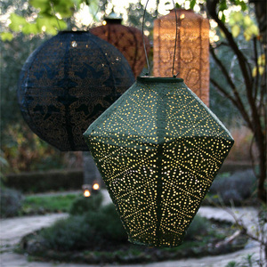 Linterna grande solar para exteriores, impermeable, colgante, jardín, luces decorativas de metal, lámpara de mesa LED - Product Image 4