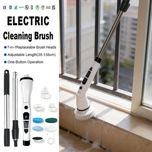 Brosse de nettoyage électrique sans fil à longueur réglable avec 7 têtes de brosse, manche en acier inoxydable écologique, batterie 2000 mAh - Product Image 1