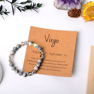 Whosale Price Natural <b>Crystal</b> Decoration constellation 12 Zodiac <b>Bracelet</b> Card Set Women Girl Jewelry - Product Image 5