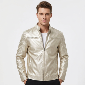 Veste en cuir matelassée vintage marron pour homme, taille plus, respirante, en cuir écologique - Product Image 1