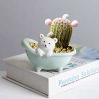 Jardinière de bureau créative en céramique émaillée avec motifs d'animaux mignons et succulents, jardinière faite à la main avec pots de plantes vertes