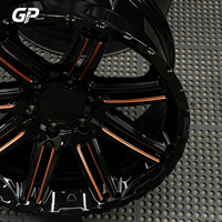 Jantes multi-rayons noires brillantes avec lignes d'accentuation en cuivre 18-22 pouces 5x112 5x114.3 pour camion, SUV, sport, tout-terrain, tuning