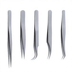 Pince à épiler en acier inoxydable de haute qualité et durable, marque privée, modèle argenté, pointe pointue, texture dentelée, pour les cils - Product Image 3