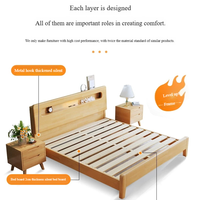 Muebles de Dormitorio Modernos de Fábrica China, Cama King Size de Madera Maciza con Respaldo Rígido de Madera Maciza y Gran Estructura de Madera Maciza