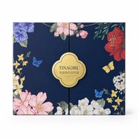 Boîte cadeau cosmétique réutilisable à double porte, motif floral marine, impression offset, dorure à chaud, emballage en papier pliable, insert en papier personnalisé