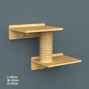 Wandmontierte Katzenkletterleiter aus Holz, Treppe, Sprungplattform, Rahmen, Katzenregalbrett, DIY Haustiermöbel, Katzenbaum, Dreifachwand - Product Image 6