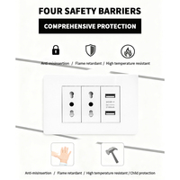 Enchufe de Corriente Triple con Interruptor de Pared Estándar Italiano y Chileno de 16 A con Puertos USB Tipo C, Venta Directa de Fábrica