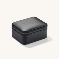 Boîte de rangement de bijoux personnalisée avec logo, étui de voyage de luxe en cuir PU noir pour montre et bagues, boîte de rangement de bijoux personnalisée
