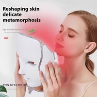 Masque LED en silicone sept couleurs pour le traitement de l'acné, appareil de soin de la peau à domicile, machine portable de micro-courant bio pour le visage